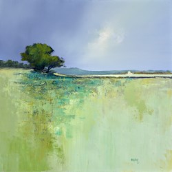 Late Summer Hillside by Barry Hilton - Original Painting on Stretched Canvas sized 24x24 inches. Available from Whitewall Galleries